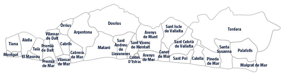 Mapa de la comarca del Maresme